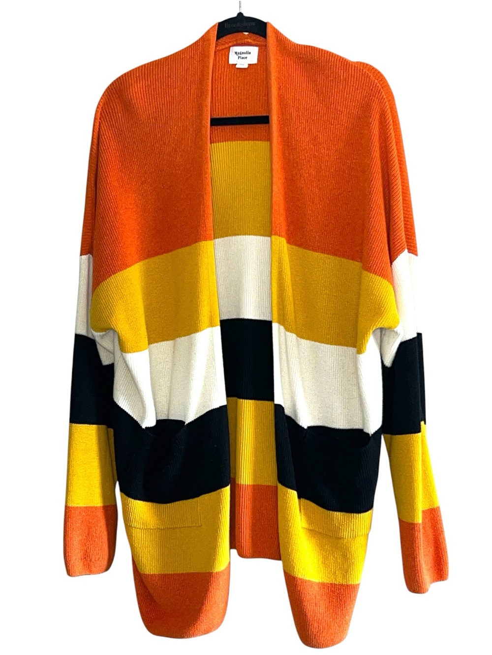 Magnolia Place Colorblock Long Cardigan Boho Cozy Plus One Size